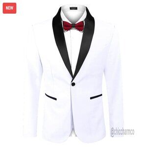 Slim Fit Tuxedo Blazer for Wedding Prom Formal Events Polyester Blend
